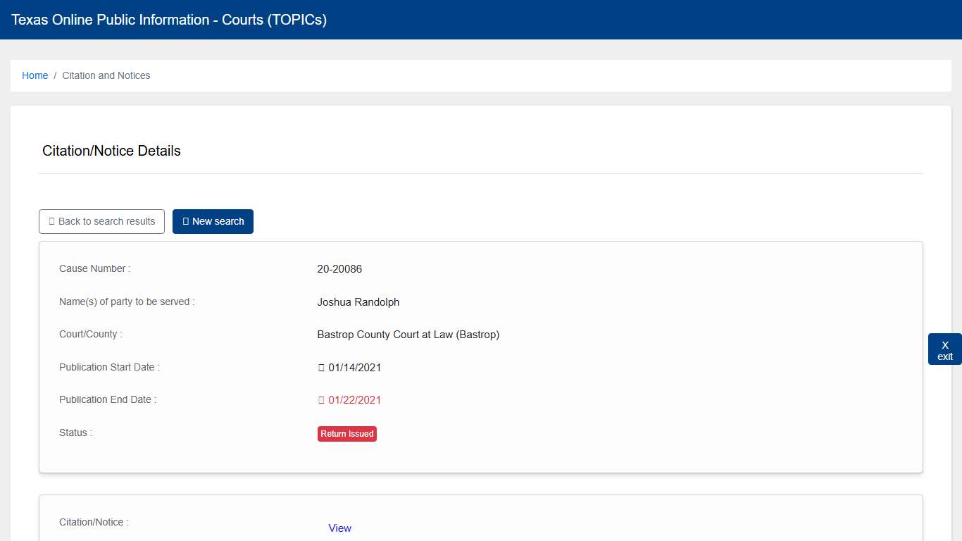 Citation/Notice Details